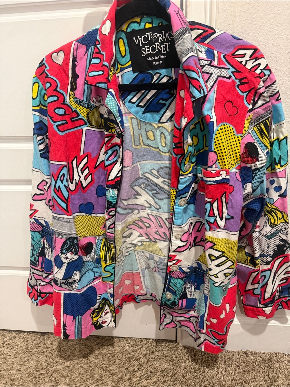 Victoria's Secret Multicolor Comic Pop Art Pajama Top
